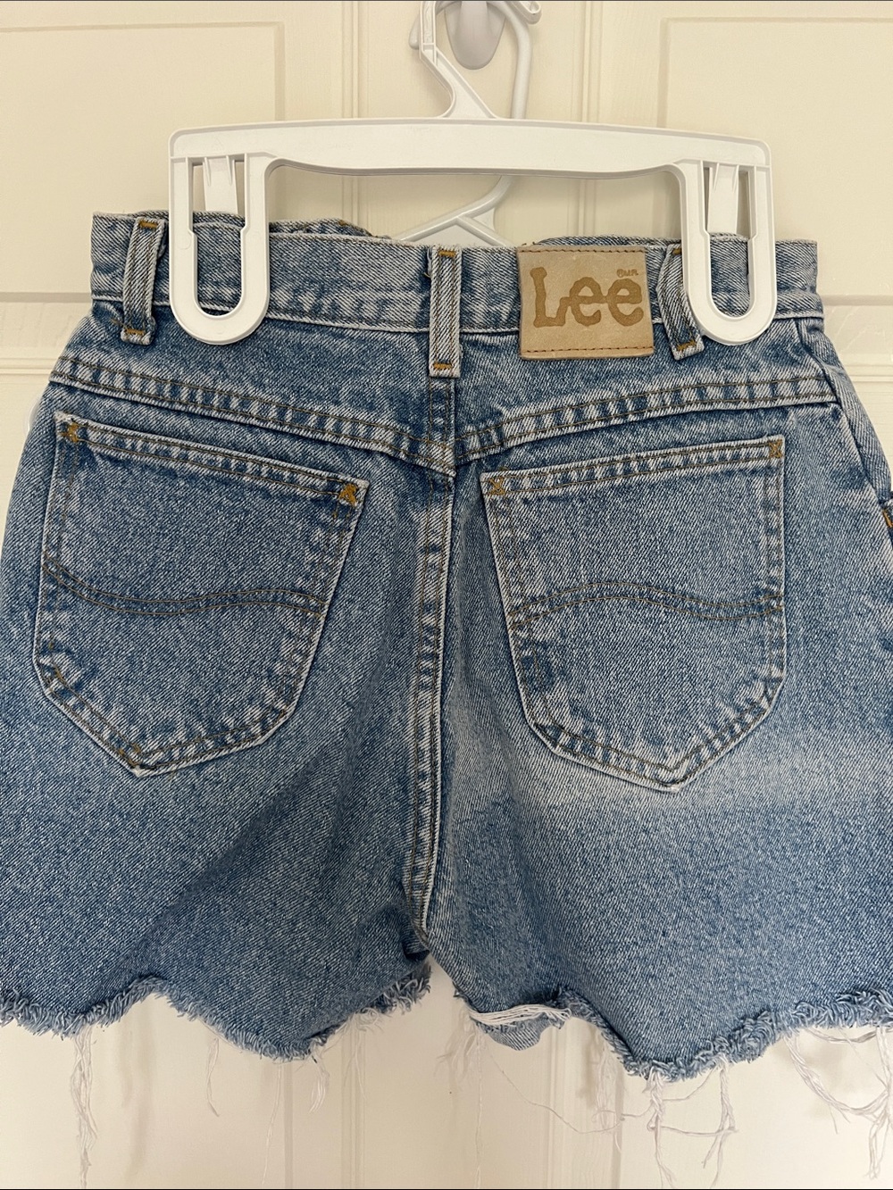 Lee Vintage 90s Light Blue Frayed Hem Denim Cutoff Shorts